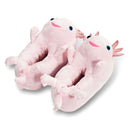 Pair of pink axolotl plush women's slippers