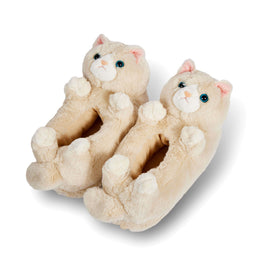 Pair of plush cat-shaped kids' slippers 
