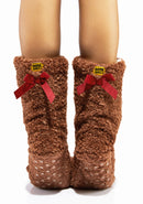 Teddy Bear Plush Slipper Socks-4