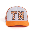 TN orange and white checkerboard trucker hat