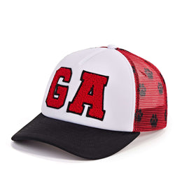 GA dos paw red and black  trucker hat