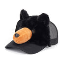 Black bear-shaped on a black cap with a white background