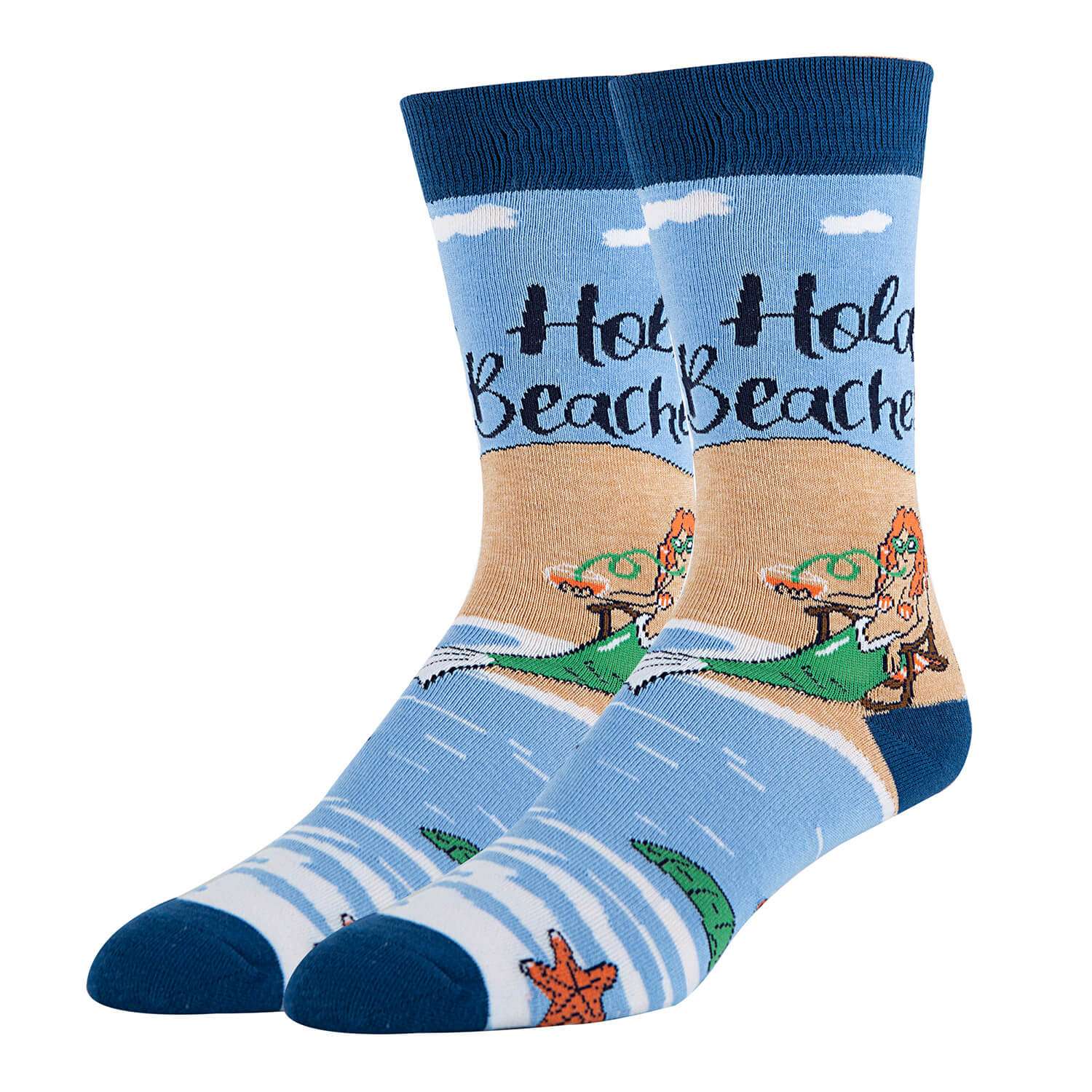 Hola Beaches Socks | Novelty Crew Socks For Mens | Oooh Yeah! Socks