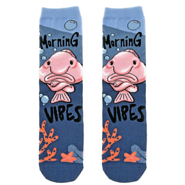 Morning Blob Vibes Socks | Novelty Crew Socks For Women