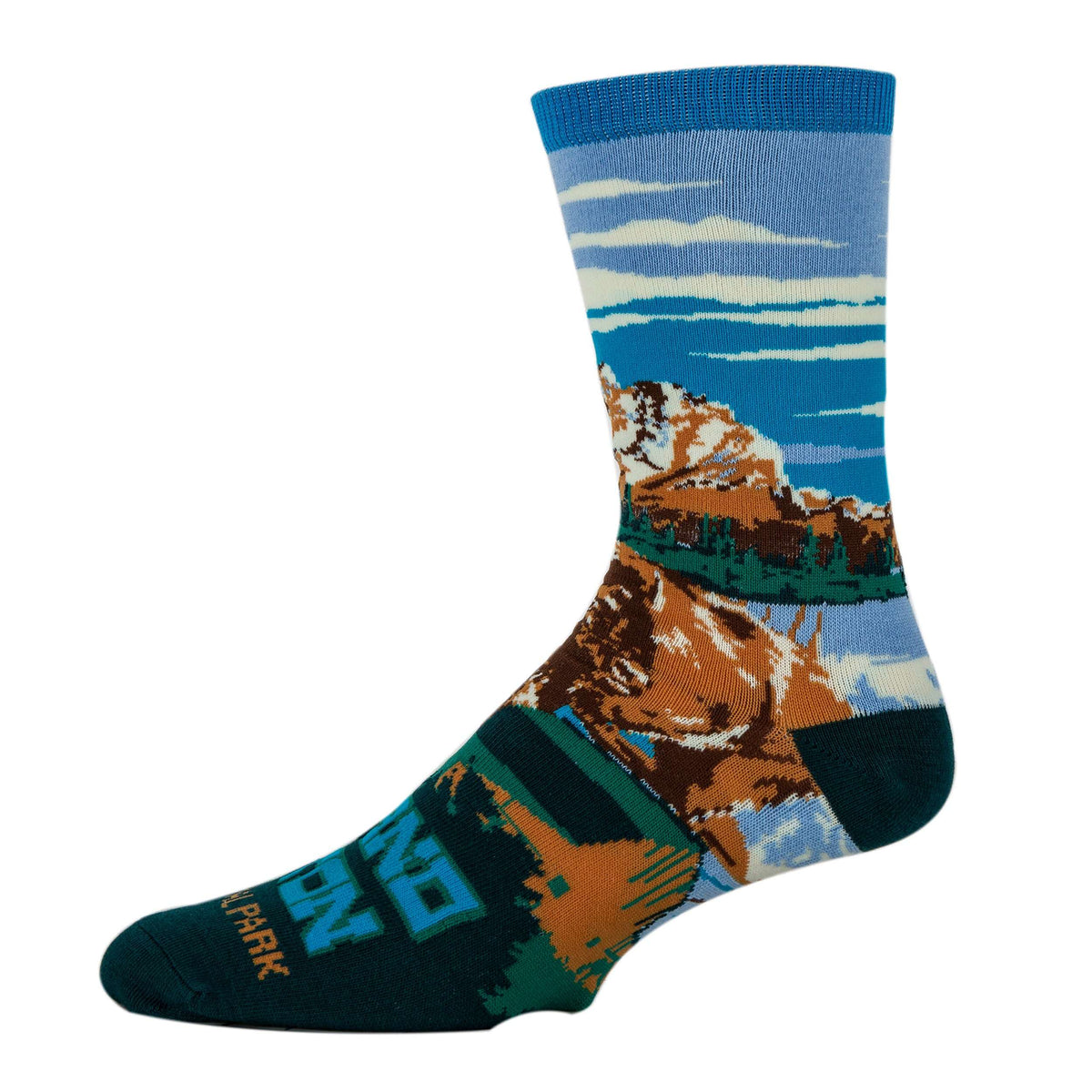 Grand Teton Bison Socks | Funny Crew Socks for Men | Oooh Yeah! Socks