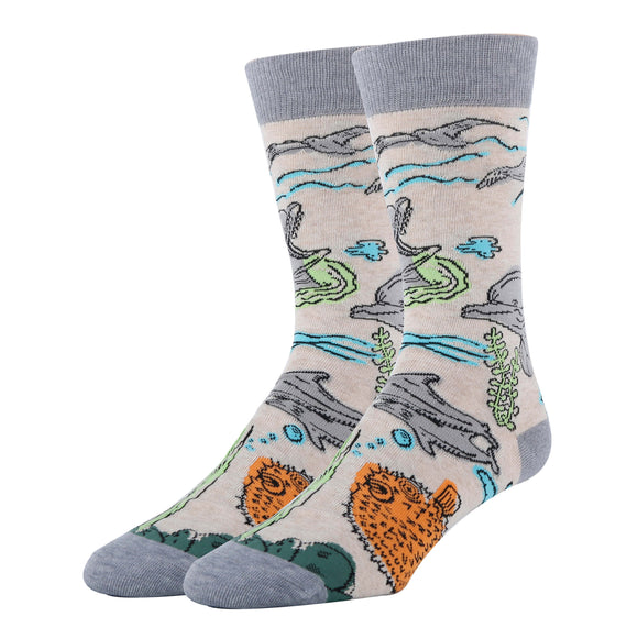 Dolphin Views Socks | Funny Crew Socks for Men