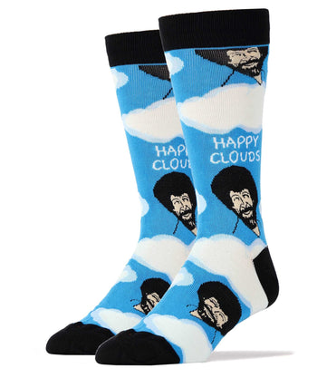 Happy Clouds Socks | Bob Ross Crew Socks For Men