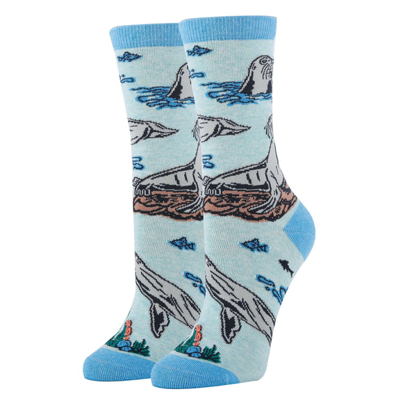 Sea Lion Socks | Funny Crew Socks for Women