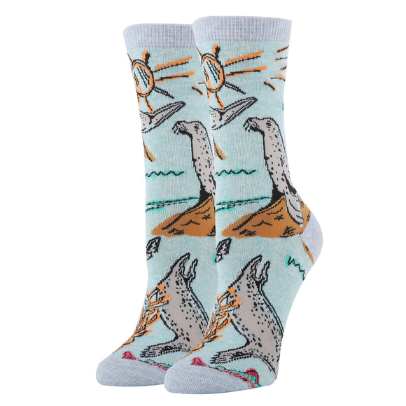 Harbor Seal Socks | Funny Crew Socks for Women