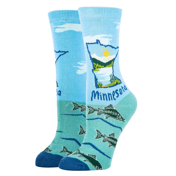 Love Minnesota Socks| Funny Crew Socks for Women