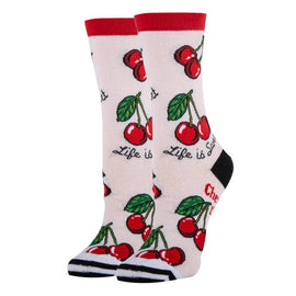 Cherries Socks | Funny Crew Socks for Women