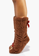 Teddy Bear Plush Slipper Socks-3