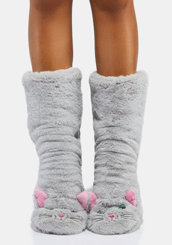 Here Kitty Kitty Slipper Socks