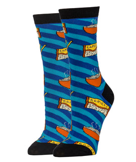Rock'in Ramen Socks | Novelty Crew Socks For Women