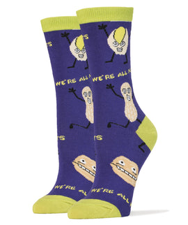 We're All Nuts Socks | Novelty Crew Socks For Women