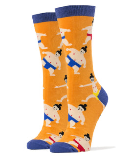 Super Sumo Socks | Novelty Crew Socks For Women