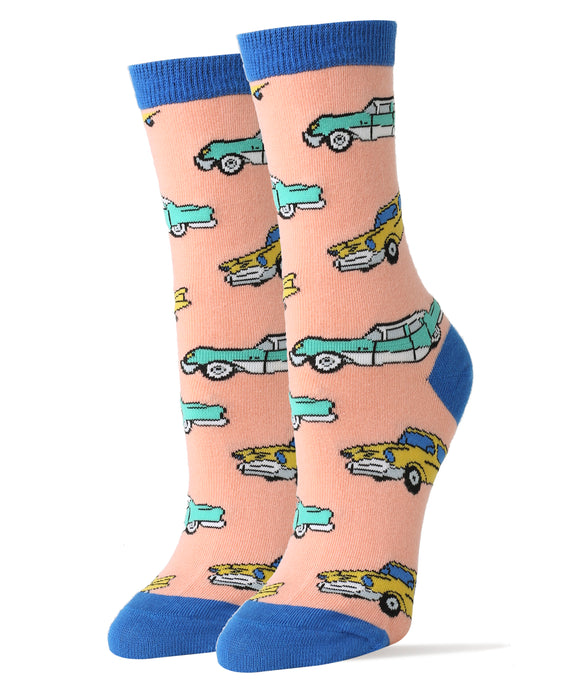 Wheels Socks | Novelty Crew Socks For Women
