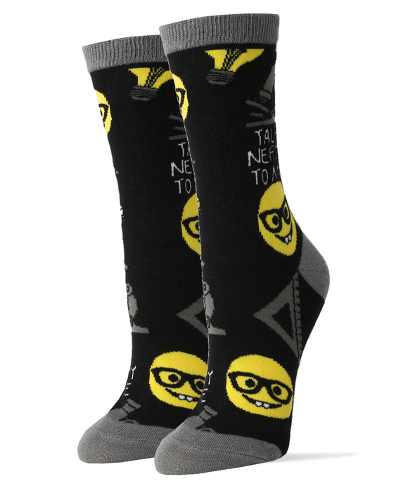 Talk Nerdy Socks | Novelty Crew Socks For Women
