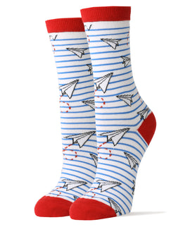 Paper Planes Socks | Novelty Crew Socks For Women