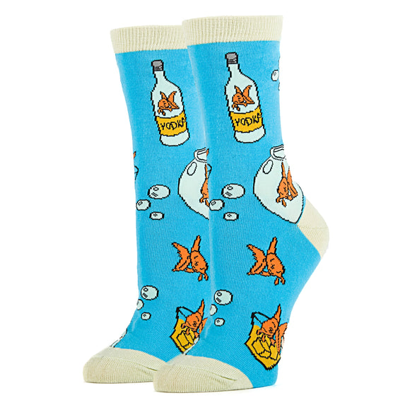 Fish In A Bowl Socks | Novelty Crew Socks For Women