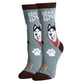 Getting Husky Socks | Novelty Crew Socks For Women
